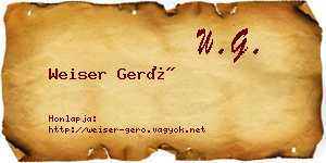 Weiser Gerő névjegykártya